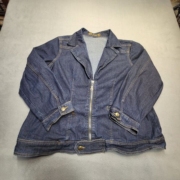 Goddess Jean Jacket Womens 2XL? Blue Denim Trucker Distressed Y2K - Picture 1 of 7